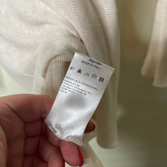 Daniele Alessandrini cream linen blend crewneck relaxed knitted top sz 48 US M - Picture 9 of 9